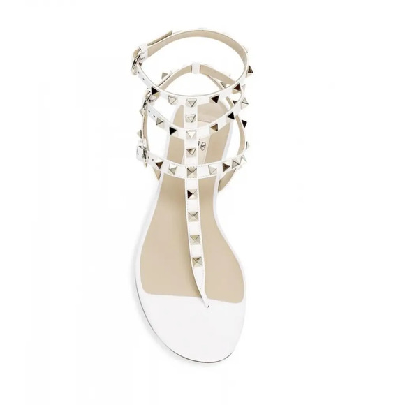 Valentino Rockstud White Leather Triple Ankle Strap Gladiator Flat Sandal 35.5 - Picture 6 of 12